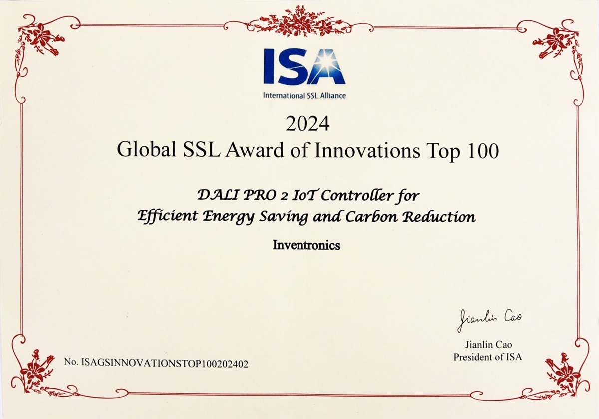 DALI PRO 2 IoT from Inventronics Earns Prestigious “Innovations of Top 100” Award