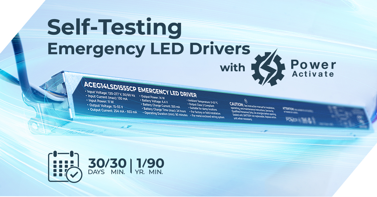 ACE LEDS Unveils Self-Testing Emergency LED Drivers with Power Activate